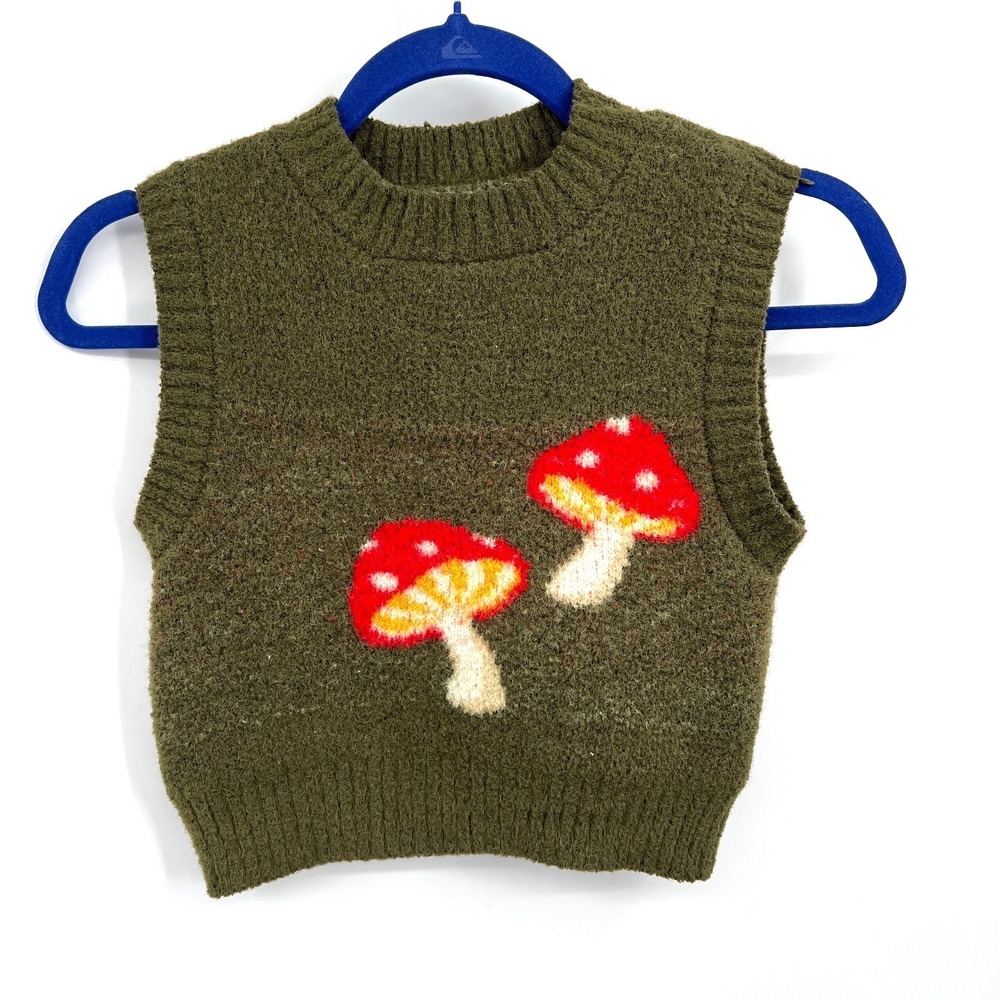Green felted sweater vest cottagecore solarpunk goblincore whimsical fairy S